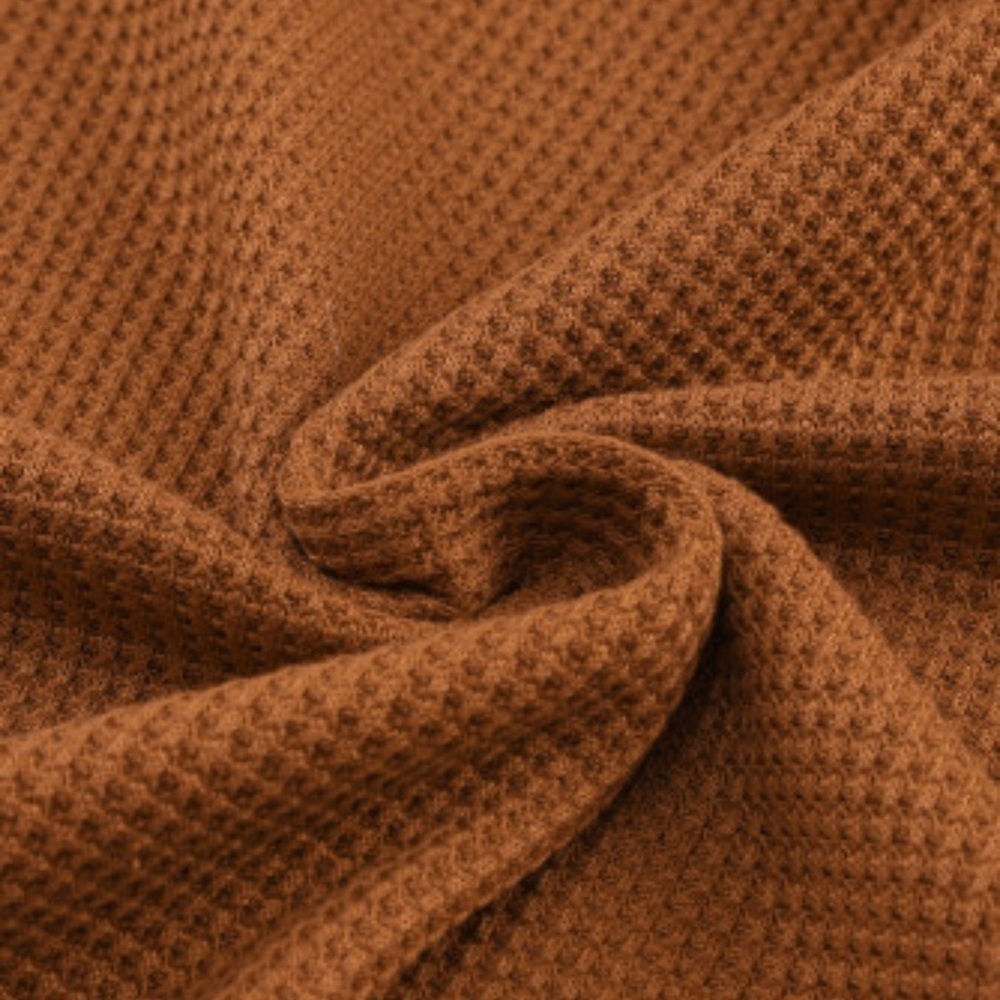 NEW Brown Waffle Knit Top with Raw Whipstitch Hems - Picture 8 of 10